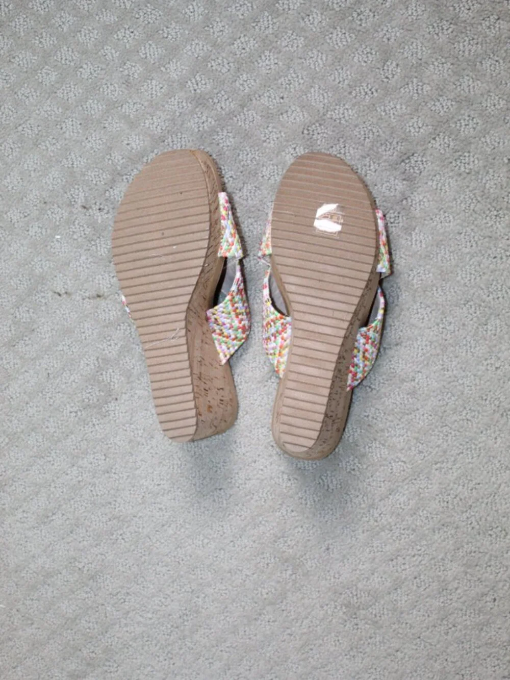 CL by Laundry Size 8 Woven Multi-Color Crossover Cork Wedge Sandals